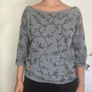Handmade Knit Gray Wool Pullover Sweater